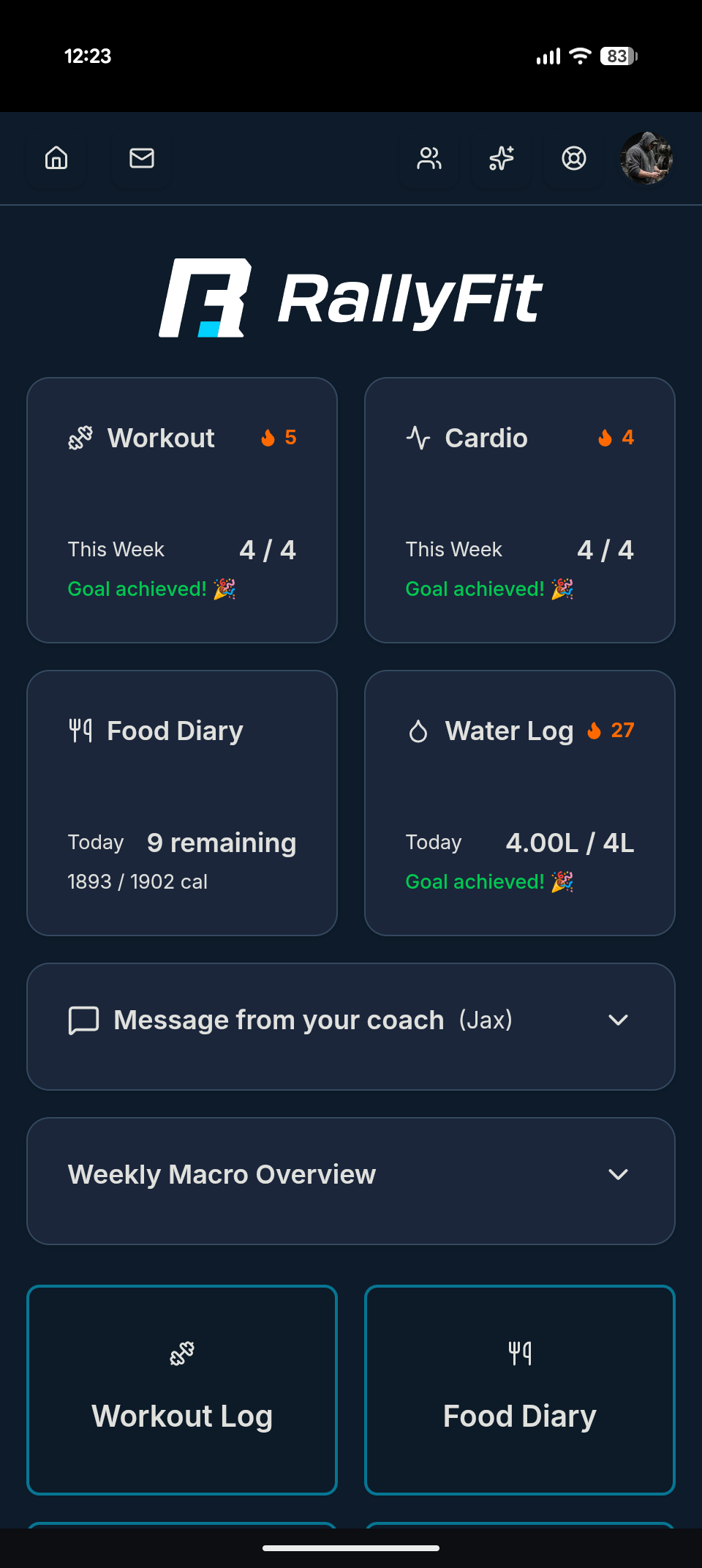 RallyFit app preview